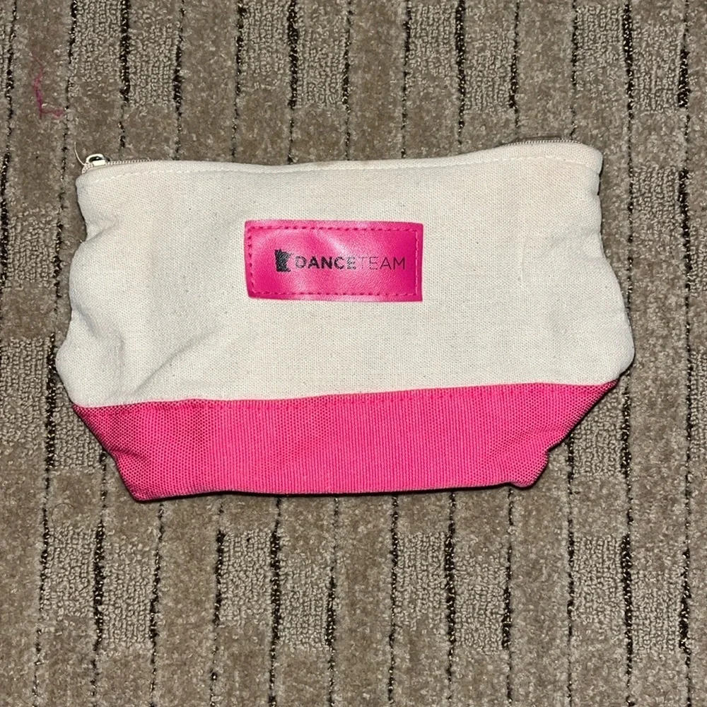 Minnesota dance team pink and cream canvas makeup bag